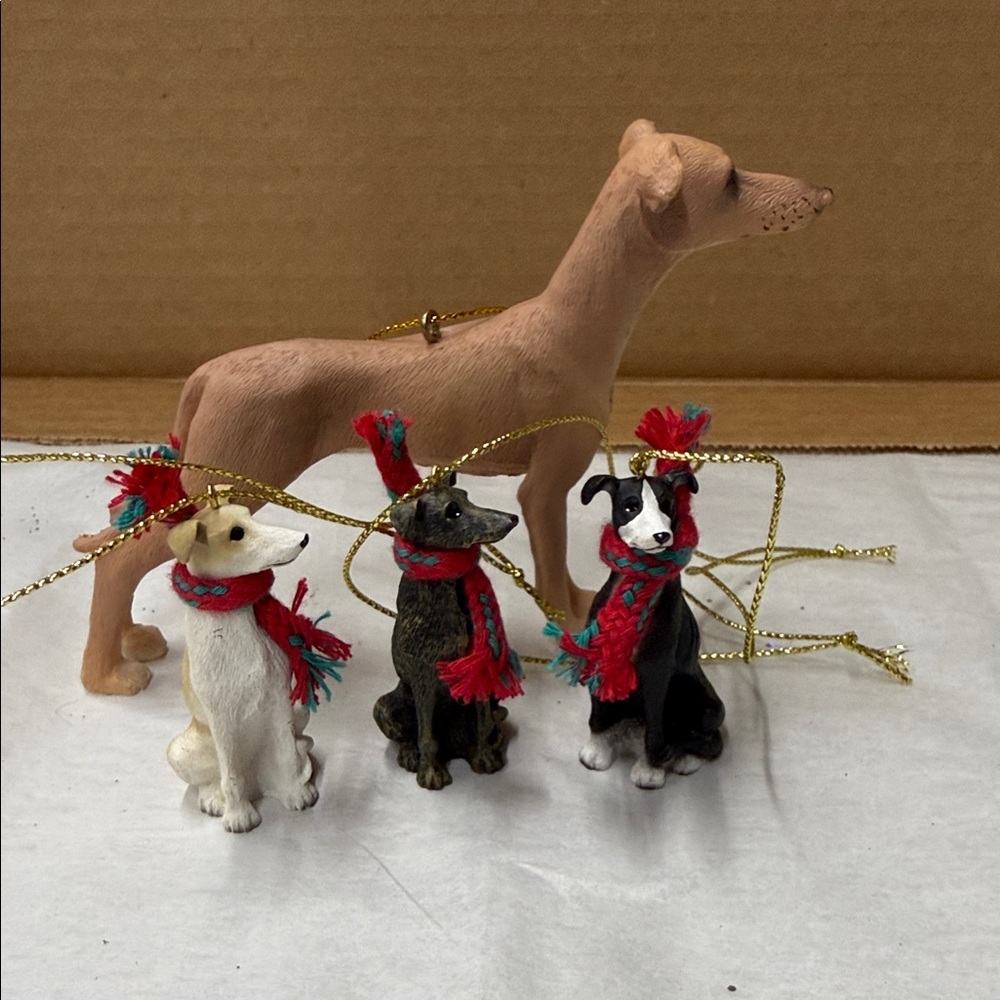⭐️3 Conversation Concepts Greyhound Miniature Christmas Ornaments + 1 larger